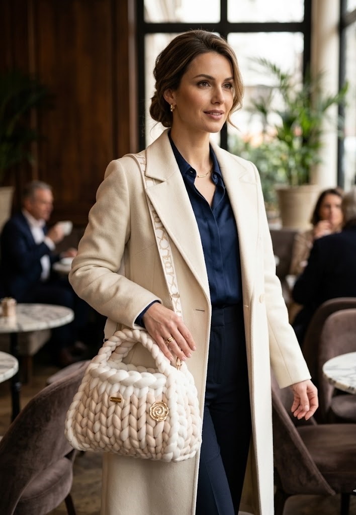 ##Sac "Macchiato" XL Chunky Knit en Velours##